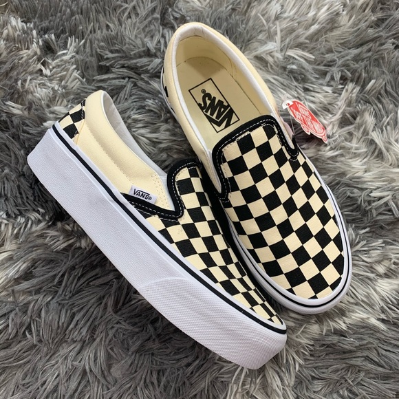 Vans Shoes - Vans Platform Classic Checkerboard slip ons